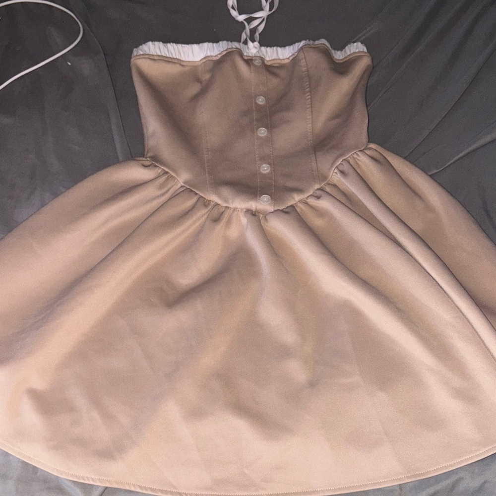 Elegant Tan High Low Dress